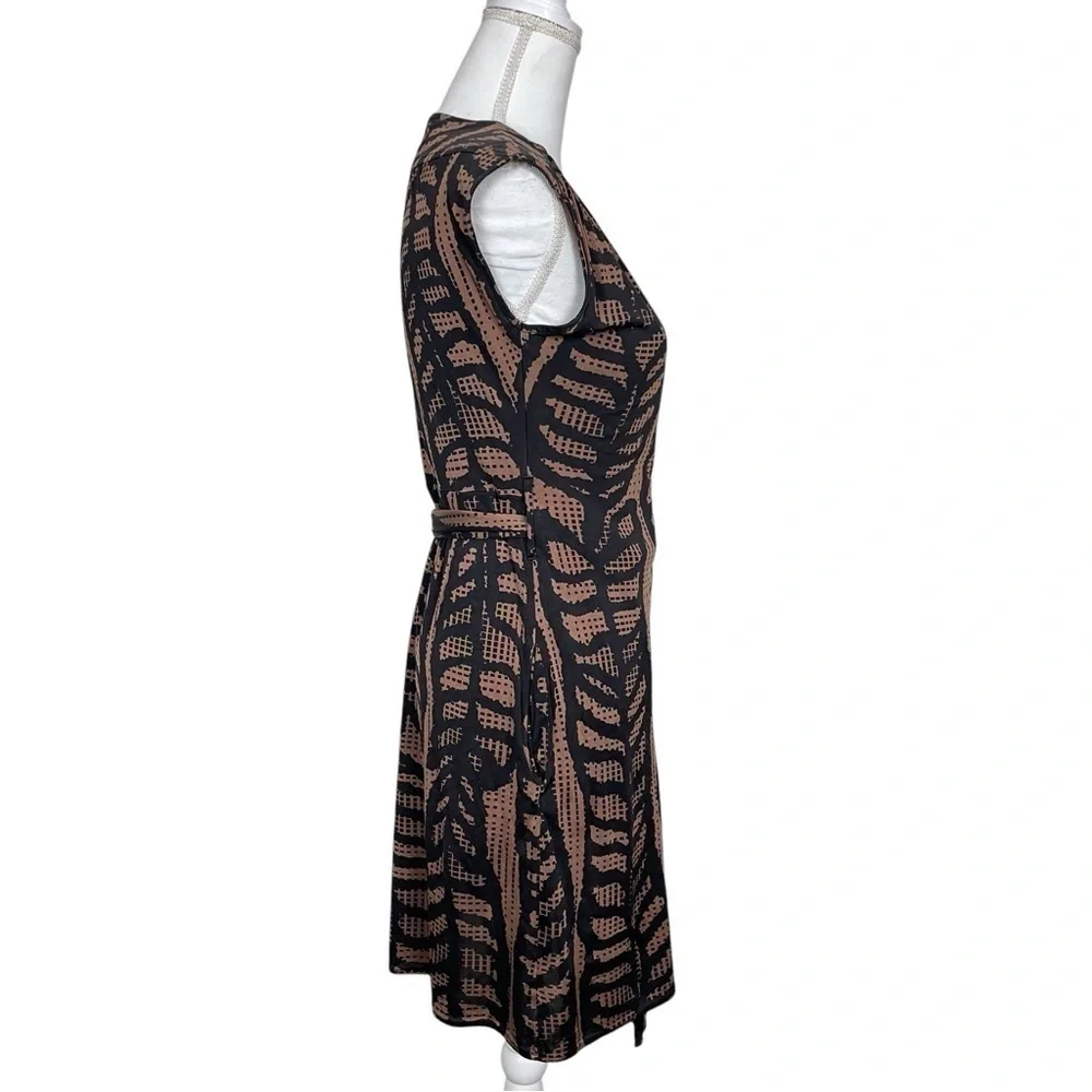 Tory Burch Ivette Kongo Leaf Print Silk Dress in Black Brown Size XSmall - Picture 8 of 11